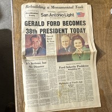 San Antonio Light Newspaper Friday August 9th 1974.  Ford Becomes President picture