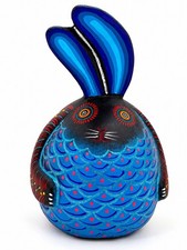 Jacobo & Maria Angeles Rabbit Alebrije Oaxaca Woodcarved Zapotec Figurine 2016 picture
