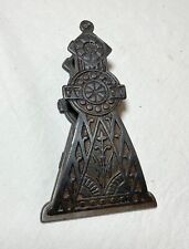 antique 1920's ornate cast iron Eastlake wall desk letter paper clip holder picture