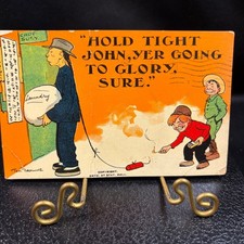 Tom Browne Davidson Bros Postcard 1909 Edwardian Comic Hold Tight John England picture