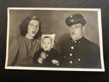 Vintage WWII 1945 Bulgarian Soldier Uniform Family Photo Postcard  picture