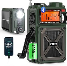 14800mWh AM/FM NOAA Weather Radio with Bluetooth 5.4, Charger Pack, Emergency picture