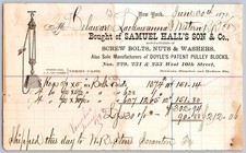 1873 adv. billhead SAMUEL HALLS SON SCREWS BOLTS NUTS WASHERS west 10th NEW YORK picture