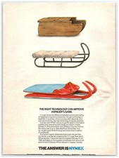 1988 NYNEX Print Ad, Ski Sleds Vintage & Modern Winter Olympics Calgary Canada picture