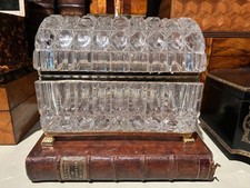 Vintage Large Glass Domed Footed Jewelry Casket Box picture
