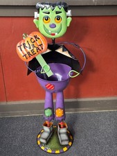HOME INTERIORS METAL 3D FRANKENSTEIN HALLOWEEN TRICK OR TREAT CANDY HOLDER , 42