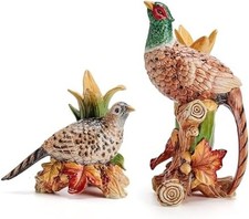 Fall Harvest Pheasant Ceramic Figurine Candleholders, Set of 2, 10.5 and 6.25  picture