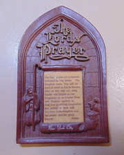 Vintage ca 1950s The Lord's Prayer Hard Plastic Plaque picture