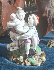 Vintage Antique Höchst Porcelain Family Mother New Baby Figurine German Rococo picture