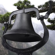 23.5X22 in Church School Antique Vintage Style Large Cast Iron Dinner Farm Bell picture