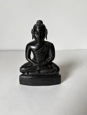 Vintage 5.5 Inch Tall Hand Carved Wood Buddha Statue picture
