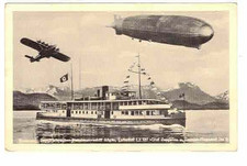Vintage German World War II Zeppelin Air Ship, Airplane, Ship Germany Post Card picture