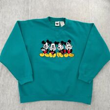VINTAGE Mickey Mouse Sweater Adult Large Aqua The Disney Catalog Embroidered Men picture