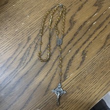 Vintage Citrine Glass Rosary Beads Antique picture