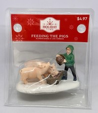 Holiday Time Christmas Village FEEDING THE PIGS Holiday Figurine NEW (2022) picture
