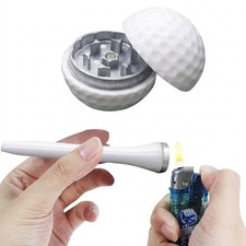 Golf Ball Herb Grinder with Golf Tee Pipe One Hitter Tobacco Spice Grinders Set picture