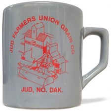 Vintage 1989 Jud Farmers Union Grain Co Ceramic 50th Anniversary Coffee Mug 3.5