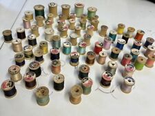 Vintage Huge Lot of 72 Wooden Spools Of Sewing Thread Crafting Supplies picture