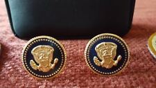 CUFF LINKS 24K GOLD-PLATED PRESIDENT RONALD REAGAN VIP BLUE COBALT  picture