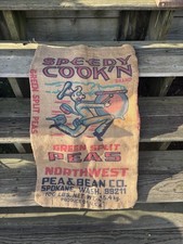 Speedy Cook'n Burlap Feed Sack Graphic Print Advertising Green Split Peas picture