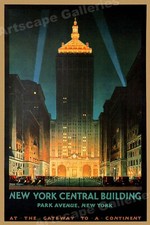 1930s NY Central Building Vintage Style Travel Poster - 16x24 picture