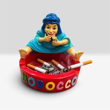 Handmade Moroccan Ceramic Ashtray – Decorative Souvenir with Saharan Camel Desig picture