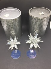 2 SWAROVSKI Crystal Star Burst Taper Candle Holders W/ Box,2 Sizes,Made Austria picture
