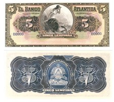 u Reproduction Note Honduras 5 Lempiras 1932 SPECIMEN Pick #S123s 0498R picture