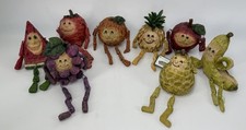 Vintage Anthropomorphic Fruit Shelf Sitters Lot of 8 Resin Dangling Legs New  picture