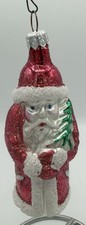 Vintage 1990s Polish Glass Santa Ornament MCM Style Radko Inspired picture