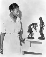Augusta Savage Viewing Two of Her Sculptures 1930s Historic Old Photo picture