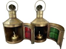 Set of 2 Antique Finish Port & Starboard Lanterns Nautical Oil Lamps Ship Light picture