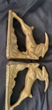 Antique 1920's Art Deco Leaping Gazelle Antelope Set Bronze Cast Metal Bookends picture