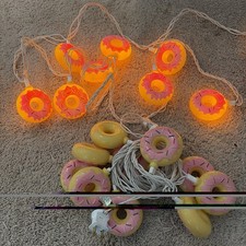 Vintage Blow Mold Donut String Lights 2 Sets - Total 20 Sprinkle Donuts Novelty picture