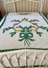 Vtg. Chenille Bedspread 102” X 90”, Queen/Full  picture