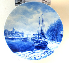 Blue Delft 9 1/2 inch 1976 plate depicting a Dutch canal scene by Apol picture