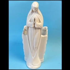 Vtg Religious Mary PLANTER PRAYING MADONNA Vase RUBENS Pearlescent White JAPAN9” picture