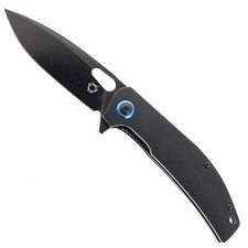 SixLeaf Folding Knife Black G10 Handle D2 Plain Black Blade SL-71 picture