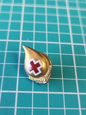Vtg American Red Cross 2 Gallon Donor Droplet Gold Tone Lapel Pin picture
