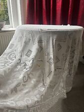 Early 20th Century antique Bed Cover Crochet Lace Panel picture