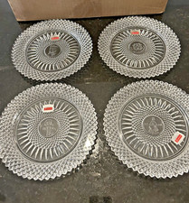 Avon Fostoria Anniversary Plate Set of 4 Clear Glass 7.5” w/ Box Vintage picture