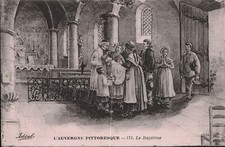 Vintage Postcard L'Auvergne Pittoresque - Baptême Scene - Rare RPPC picture