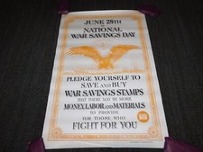 VINTAGE WWI WORLD WAR 1 NATIONAL WAR SAVINGS DAY  WSS SAVE & BUY EAGLE POSTER picture