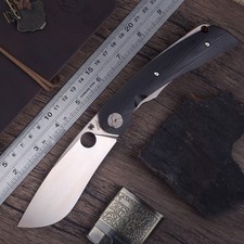 C239 Big Large Black G10 Hunting Camping One Hand Open Pocket Knife Bearing Flip picture