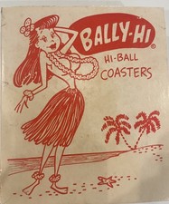 2 Vintage Bally Hi Hi Ball Coasters In Original Box Barware MCM Topless Cozies picture