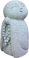 Lucky Japanese Jizo Buddha Happy Smiling Miniature Figurine Sandstone Praying Mo picture
