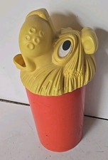 Vintage Fesco Circus Lion Kid's Plastic Trash Can Bin Red No Cracks picture