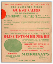 c1950's Old Customer Night Guest Card Mehornay's Kansas City MO Postal Card picture