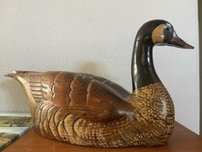Vintage Tom Taber Hand Carved Canadian Goose Wood Decoy, Glass Eyes ~ 24” picture