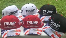 LOT OF 6 TRUMP KEEP AMERICA GREAT CAPS RED WHITE & BLUE COLORS 1st TERM NOS picture